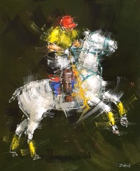 Zahid Saleem, 13 x 16 Inch, Acrylic on Canvas, Polo Painting, AC-ZS-174